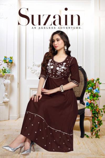 Suzain By Beauty Queen Designer Embroidered Flaired Kurti Collection